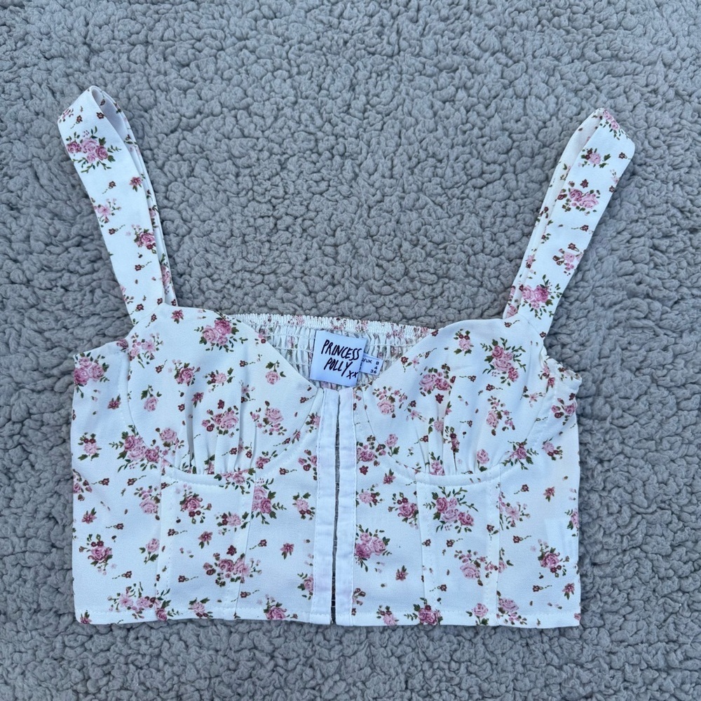 Princess Polly White Floral Smocked Top
